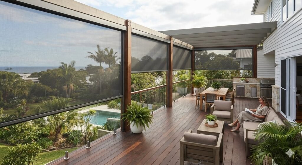 Outdoor blinds on Fraser Coast home