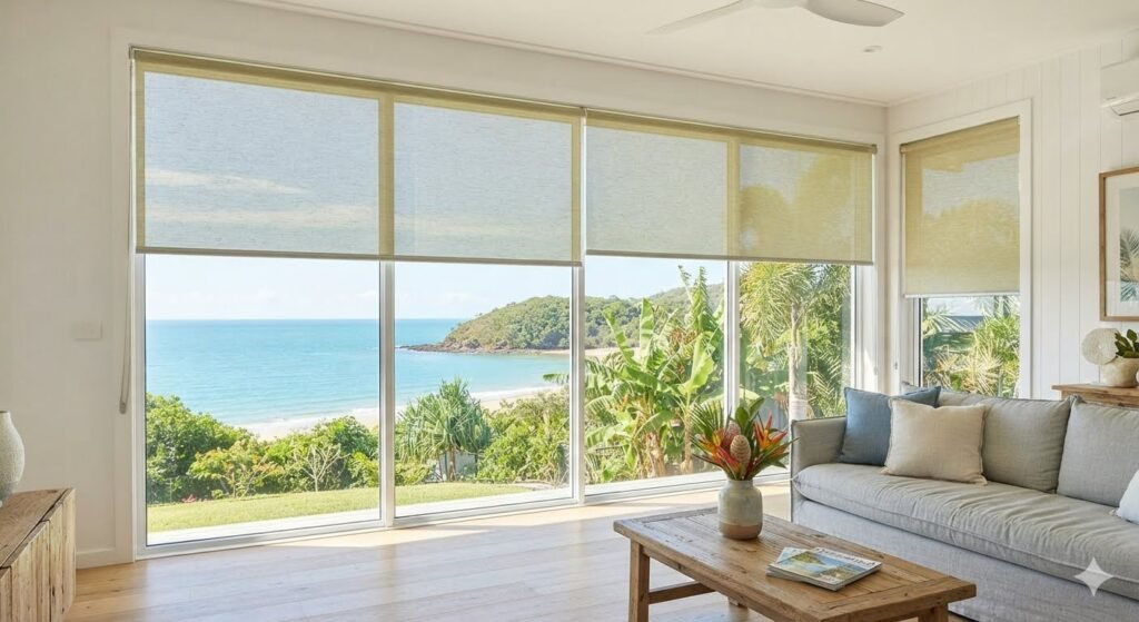 Roller blind installation in Hervey Bay Queensland home