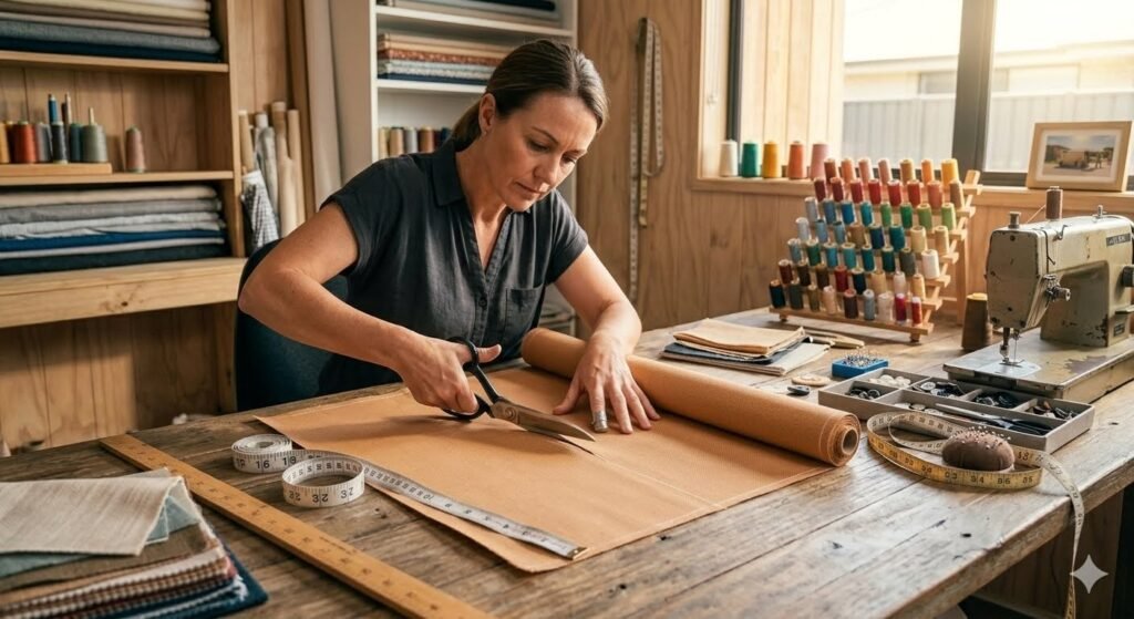 Seamstress custom making blinds