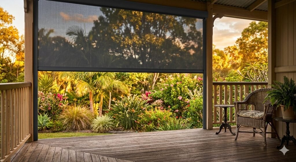 Zipscreen outdoor blinds on a Maryborough verandah